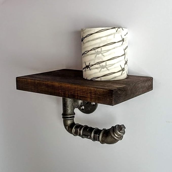 Kitchen Roll Holder Wall Mounted, Metal Paper Towel Holder for The Kitchen Wall Industrial Retro Water Pipe Shelves (Size : 25×15cm)