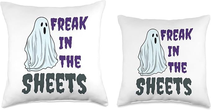 Freak in the Sheets Costume Freak in The Sheets Cute Halloween Ghost Throw Pillow, 18x18, Multicolor