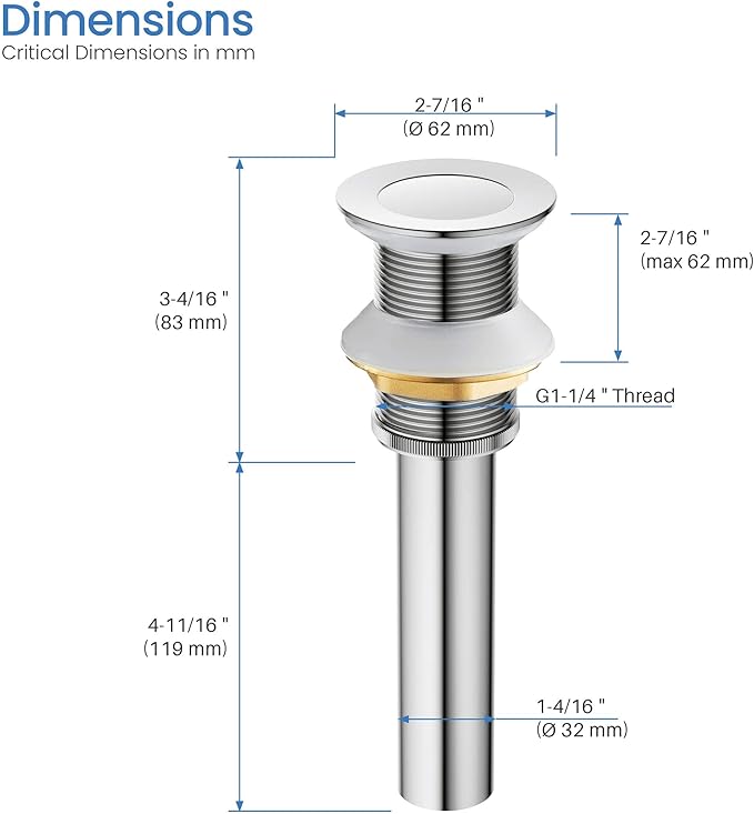 KIBI Waterfall Bathroom Sink Faucet | Single Handle Brass Vanity Faucet with Water Supply Hose | Durable Brass Construction and Smooth Water Flow | Chrome Finish, KBF1005 (Pop Up Drain Included)