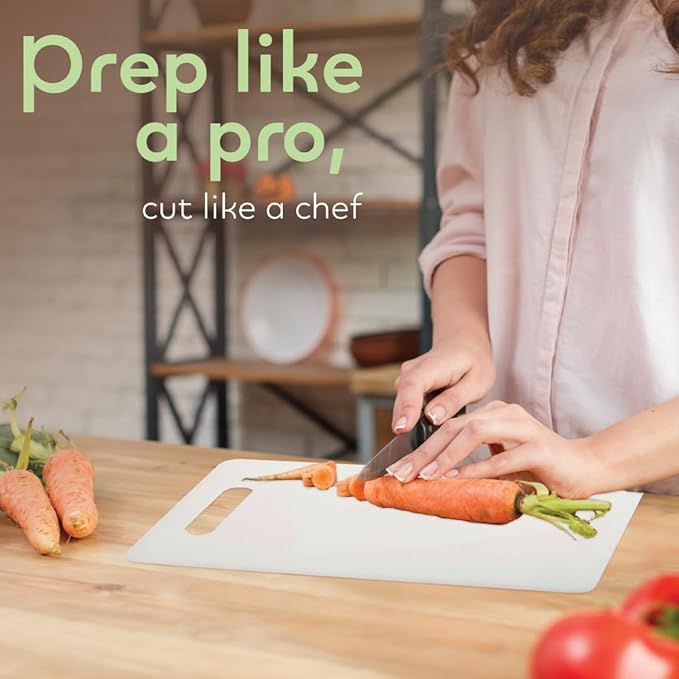 Luciano Housewares Durable Plastic Cutting Board, Chopping Board for Kitchen Use, Ideal for Cutting Vegetables, Fruits, and Meats, Kitchen Essentials, White, 13.25" x 10"