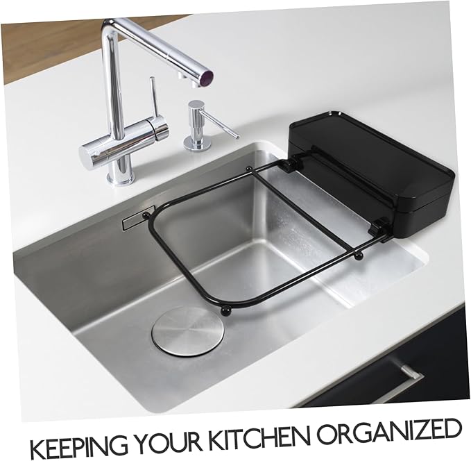TEHAUX Kitchen Sink Strainer Rack Suction Cup Drain Net Multi-function Rack for Sink Black