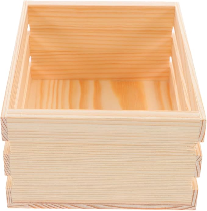 Cabilock Wooden Crates For Desktop Storage, Creative Wooden Box Wood Crate for Display Home Office,Farmhouse Detachable Kitchen Fruits Vegetable Food Craets