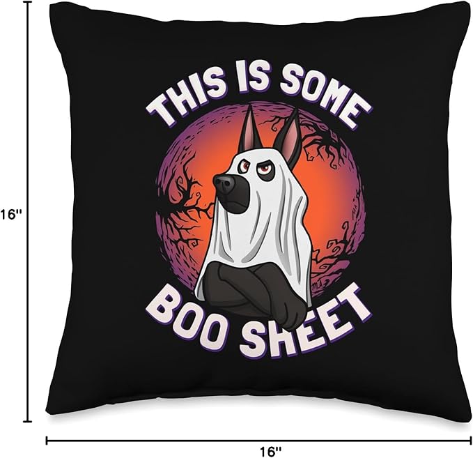Boo Sheet Halloween Black German Shepherd Throw Pillow, 16x16, Multicolor