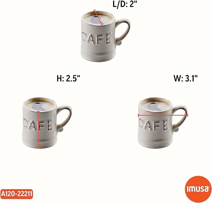 Imusa USA 6pc 3oz Beige CAFÉ Espresso Cups