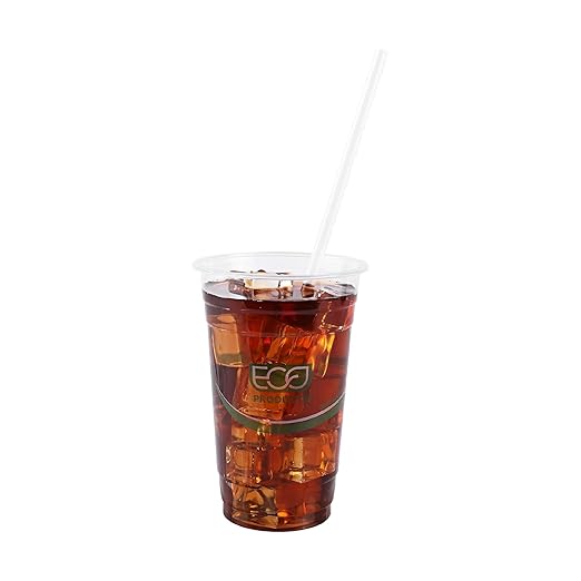 Eco-Products Compostable Paper Wrapped Jumbo Plastic Straws, 9.5" Long, 8mm Diameter, Box of 300, Clear Disposable Plant Based PLA Plastic, Large Sized Drinking Straws, ASTM Compliant, BPI-Certified
