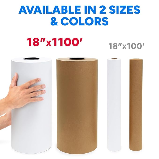18" x 13200" (1100') Made in USA White Freezer Paper Roll – Moisture-Resistant Wrap, Prevents Freezer Burn, Keeps Meat Fresh for up to 1 year – Plastic Coated Paper for Meat, Fish, and Poultry