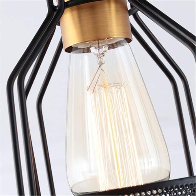 Industrial Metal Spherical Pendant Light, Hanging Cage Globe Ceiling Light Fixture, Semi-Flush Mount Pendant for Kitchen Dining Room Entryway Hallway
