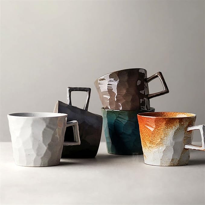 Latte Mug 280ML Coarse Pottery Coffee Cup Retro Mug Simple Household Irregular Section Kiln Change Process Hand Made Coffee Cup for Any Kitchen (Color : 1) (Brass)