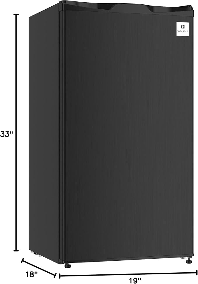 ARCTIC CHEF ACFR335, 3.2 Cu Ft Compact Design Mini Fridge with Freezer, Stainless, Black SS