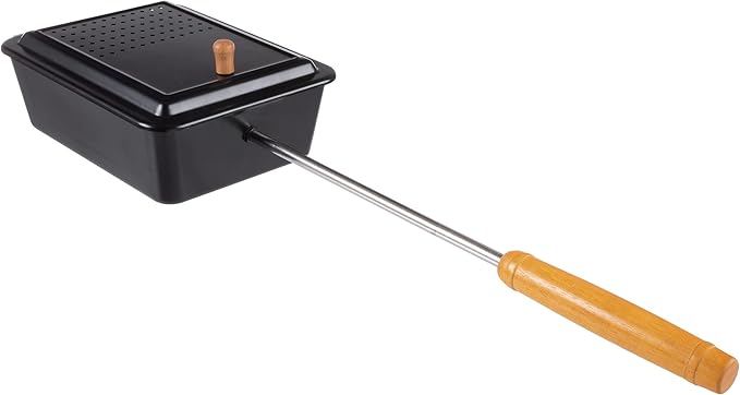 Campfire Popcorn Popper - Old Fashioned Popcorn Maker with Nonstick Finish and Extended Handle - Camping Gear and Campfire Cooking Equipment by Great Northern Popcorn (Black)
