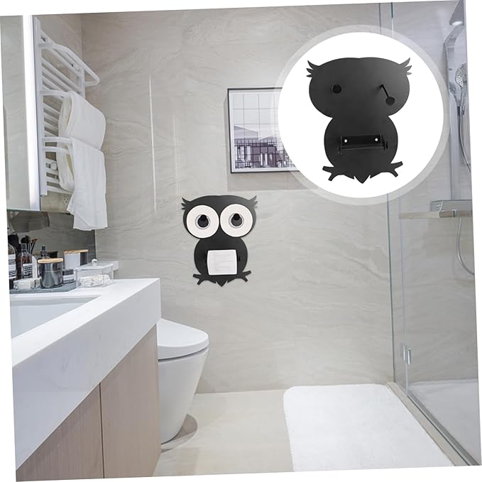 LIFKOME Paper Towel Wall Mount Holder Owl Design Bathroom Tissue Stand Kitchen Paper Storage Stands Easy Access