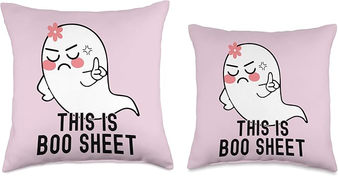 This is Boo Sheet Funny Halloween Ghost Girl Say No Throw Pillow