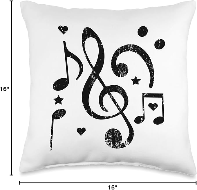 music singing hobby bass clef sheet music Musician Design Treble Clef Musical Notes Throw Pillow, 16x16, Multicolor