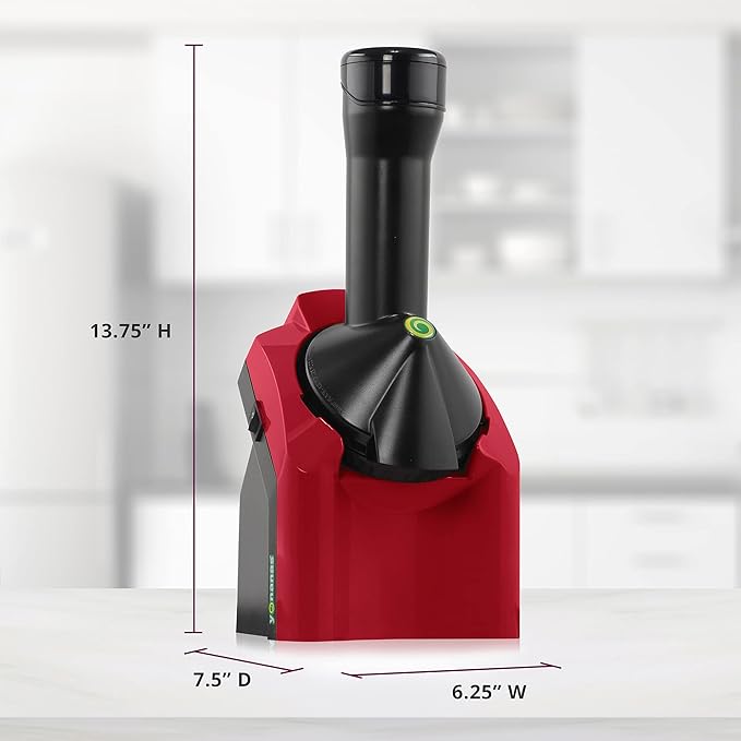 Yonanas Classic Frozen Fruit Soft Serve Maker for Healthy Vegan and Dairy-Free Treats, 200W Red Machine with 36 Recipes, BPA Free, Easy to Clean, Quick and Simple to Use