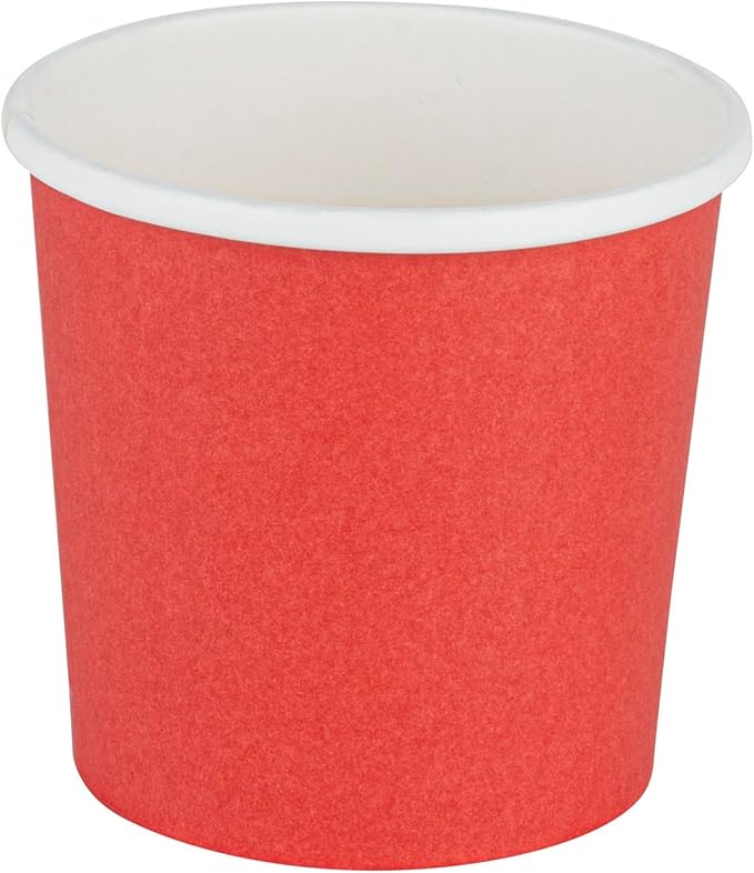 Restaurantware-Bio Tek 12 Ounce Disposable Soup Cups, 200 Microwavable Paper Soup Cups - Vented Lids Sold Separately, Hot And Cold Foods, Red Paper To Go Soup Containers, For Desserts Or Treats