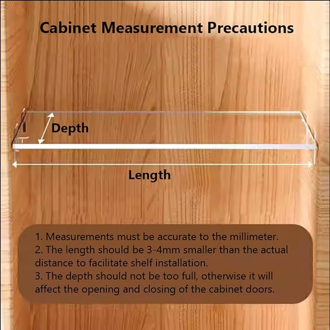 1 Pcs Acrylic Closet Shelves Organizers, 8MM Thick No Drill Cabinet Shelf for Closet, Organizer Shelf for Lockers Closets Wardrobe Pantry Cupboard Kitchen(L60xD20cm)