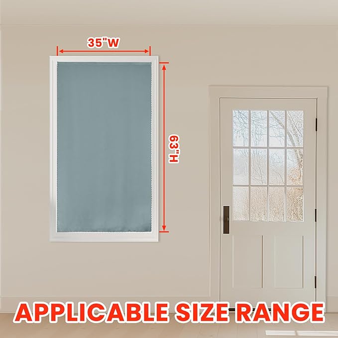 AJAZZ self Adhesive Portable 100% Blackout Curtains Simple and Easy to installBedroom Window Thermal Lnsulated Kitchen Room Darkening Black Small Drapes 1-Pack