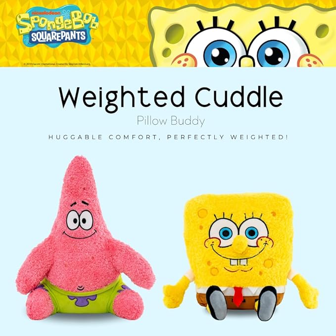 Franco Calm Spongebob Squarepants Bedding Super Soft Plush Calming 3Lb Weighted Cuddle Pillow Buddy, Comfort Pillow, (Officially Licensed Product)