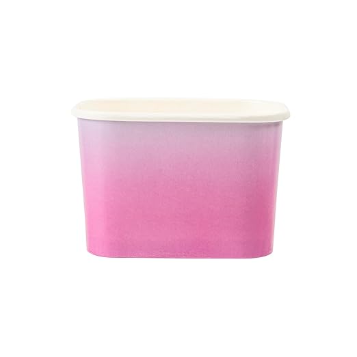 Restaurantware Paper Cups 200 Count 12 Ounce Square Disposable Ice Cream Containers, Leak-Resistant Paper Dessert To Go Cups, Hot And Cold Food, Durable Purple And Blue Ombre Design