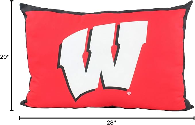College Covers Everything Comfy Wisconsin Badgers 20" x 28" Fully Stuffed Big Logo Pillow