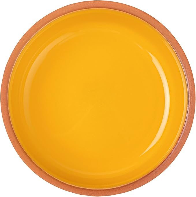 Restaurantware-Terra Tek 5.1 Ounce Terracotta Cazuelas, 2 Yellow Glazed Clay Pots For Cooking - Oven-Ready, Microwavable, Terracotta Serving Pots, Dishwashable, For Cooking And Serving