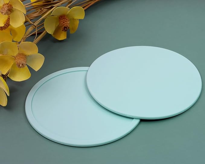 ONLYKXY 3 Pieces 3.93 Inch Silicone Coasters, Round Coasters for Drinks, Beverage Coffee Tea Coaster (Light Blue)