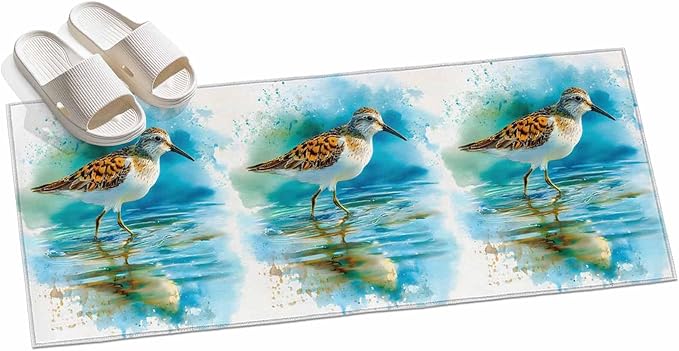 Runner Rug for Bedroom Hallway, Natural Lake Bird Water Reflection Kitchen Runner Rugs Area Rug 2x6ft, Animal Splatter Art Washable Soft Floor Carpet for Entryway Stair