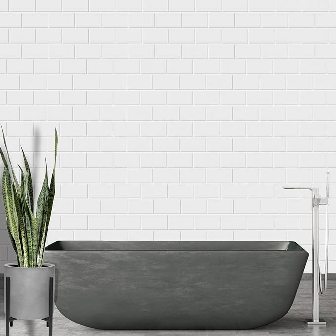 Décor Wow Peel & Stick Backsplash for Kitchen & Bathroom White Subway, 1 sq ft (8-Pack)