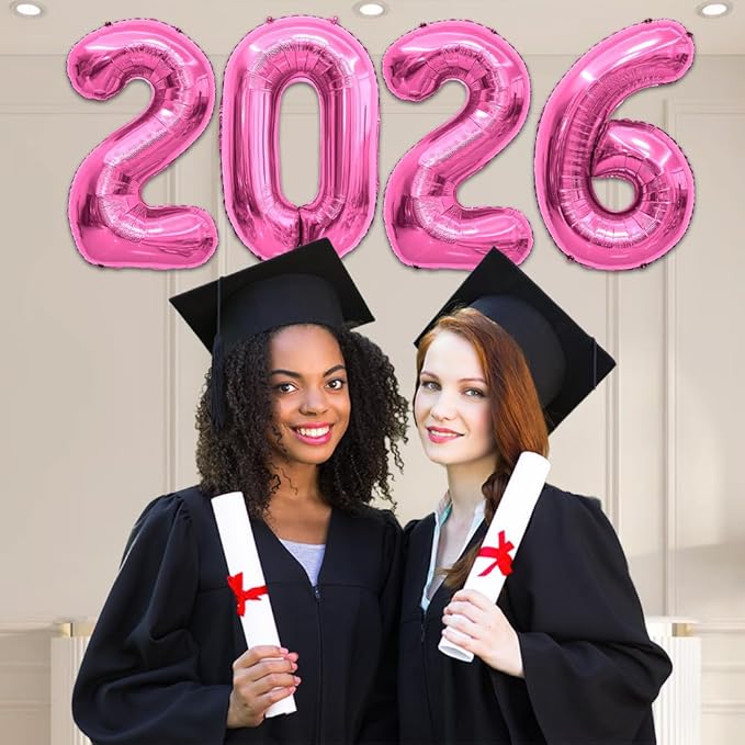 2026 Balloons 40 Inch 2026 Balloon Numbers Pink New Years Balloons for New Years Nye Decorations Mylar Foil 20 26 Happy New Year Balloon for 20 26 Graduation Decor Globos De Año Nuevo Party Supplies