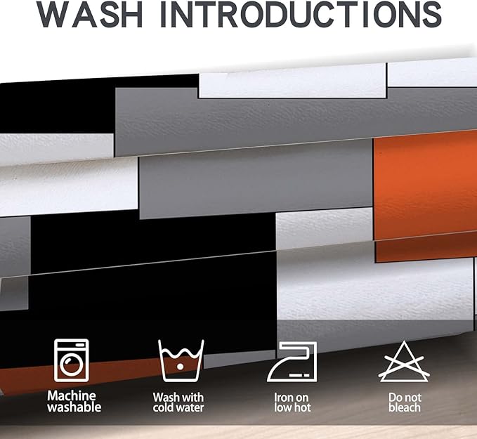 MCALK Orange Blackout Kitchen Curtains Tiers Set 2 Piece for Windows Grey and Black Kitchen Window Curtains Set,White Modern Abstract Art Valances for Living Room(24" Tiers Set)