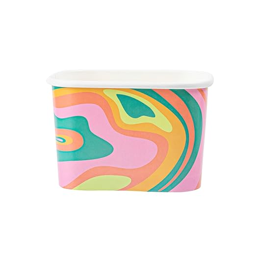 Coppetta 12 Ounce Dessert Cups, 200 Greaseproof Ice Cream Cups - Lids Sold Separately, For Hot And Cold Foods, Psychedelic Sunrise Paper Yogurt Bowls, Disposable, Sturdy - Restaurantware