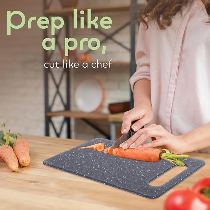 Luciano Housewares Cutting Board, High-density Polypropylene Chopping Board for Kitchen Use, Ideal for Cutting Vegetables, Fruits, and Meats, Kitchen Essentials, Gray, 9.75" x 9.88"