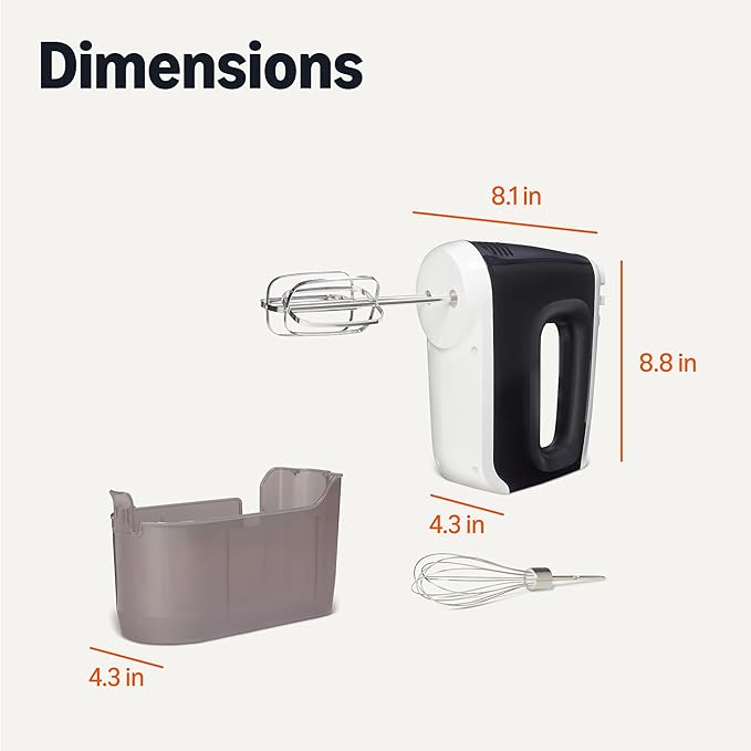 Amazon Basics 6-Speed Electric Hand Mixer with Turbo and Stainless Steel Whisk, Snap-On Storage Case, 250 Watts, Black