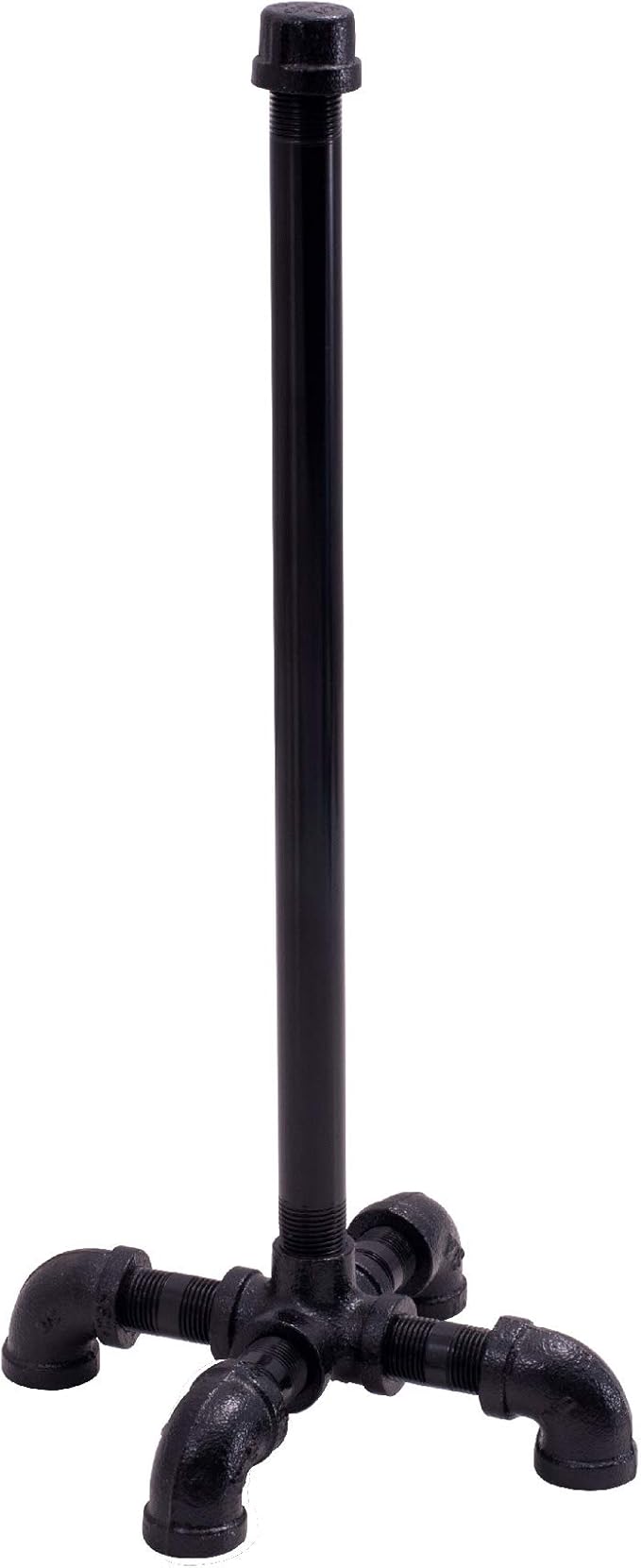 Pipe DÉCOR Black Electroplated Industrial Paper Towel Holder, Rustic Kitchen Farmhouse Decoration, Durable Metal Base and Stand Set