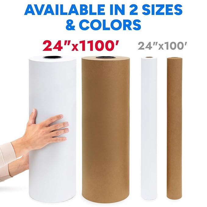 24" x 13200" (1100') Made in USA White Freezer Paper Roll – Moisture-Resistant Wrap, Prevents Freezer Burn, Keeps Meat Fresh for up to 1 year – Plastic Coated Paper for Meat, Fish, and Poultry