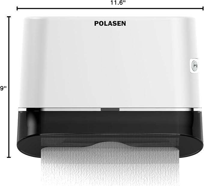 Multifold Paper Towel Dispenser Wall Mount White Compact Adhesive No Drilling or Screws Installation Fits Combi-Fold Fusion Folded Hand Towels for Commercial Industrial Shop Office