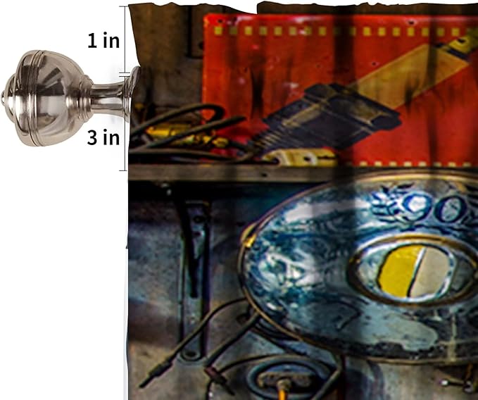 Man Cave Valance Curtain Vintage Style Tools Hanging on The Wall in a Tool Shed Workshop Fixing Equipment Rod Pocket Valance Window Treatments 1 Panel Short Curtains 54 x 18 in