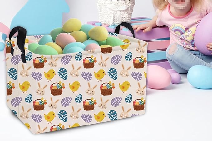 Essme Rectangular Easter Basket - Kids Easter Gift with Handles, Shelf Basket, Toy Organizer