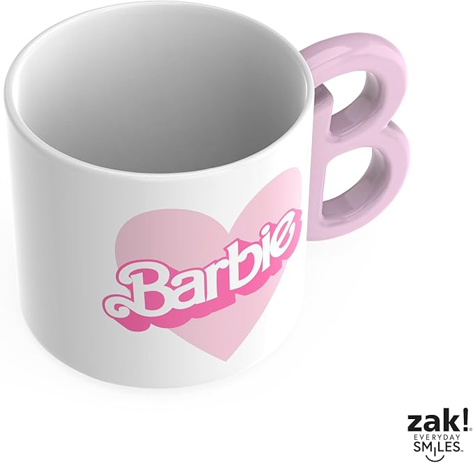 Zak Designs Barbie Ceramic Coffee Mug for Hot Drinks, Collectible Keepsake with Sculpted Handle (15 oz, Barbie)