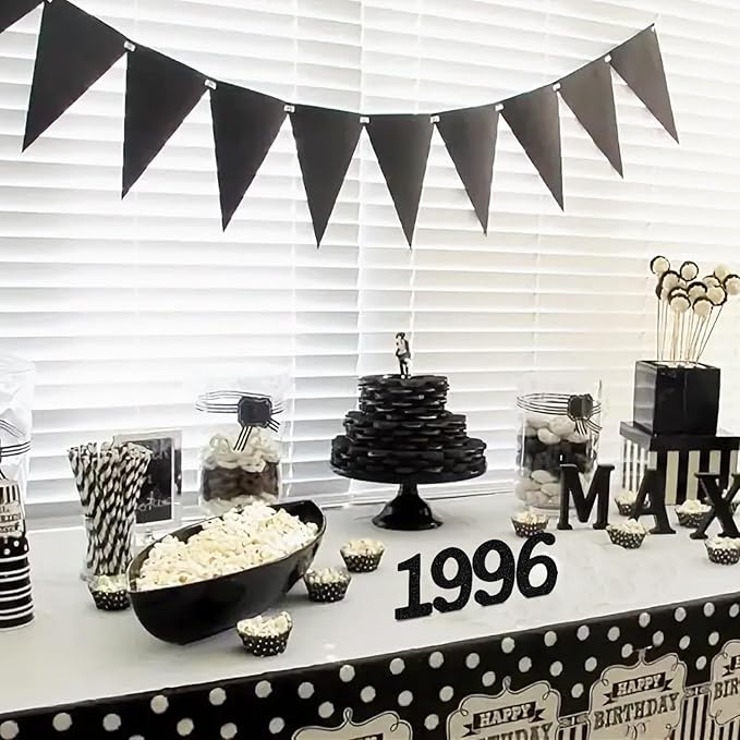 TONIFUL 4 Inch 1996 Black Glitter Table Centerpiece Sign 1996 Number Block for 30th Birthday Decoration,Thirty Years Old Birthday Table Decoration,Class of 1996 Reunion Decorations or Anniversary