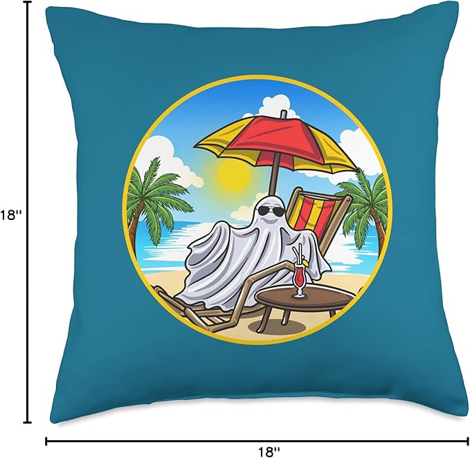 Cute Sheet Ghost Aesthetic Goth Beach Gothic Summer Ocean Throw Pillow