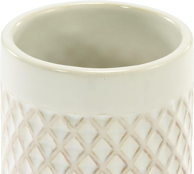 Nicole Miller – Tumbler, Glossy Embossed Trellis Ceramic with Reactive Glaze Detail, Classic Home Decor – Perfect for Holding Toothbrushes and Bathroom Essentials (Lyra)