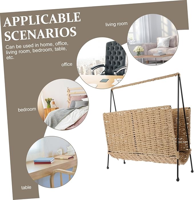 Garneck Hand Woven Storage Basket Rustic Style Snack Holder for Organizing Books and Items Natural Material Compact Design for Home and Storage