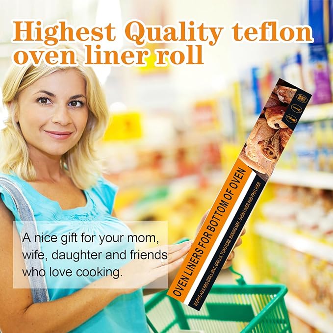 UBeesize 75 Inch Roll Reusable Oven Liners for Bottom of Oven,Thick Heavy Duty Non Stick Teflon Oven Mats Cut to Custom Fit Electric, Gas, Toaster,Convection, Microwave Ovens and Grills