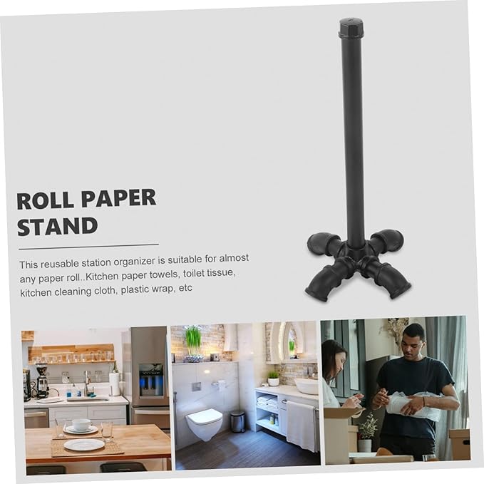 COHEALI Vintage Iron Paper Towel Holder Stand Base for Kitchen Countertop Industrial Style Roll Paper Organizer Farmhouse Decor