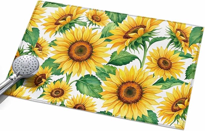 Area Rug 2x3ft, Summer Garden Sunflower Leaves Washable Rugs for Living Room Bedroom, Farm Blossom Floral Soft Non-Slip Area Rugs Rectangle Floor Carpet for Dining Room