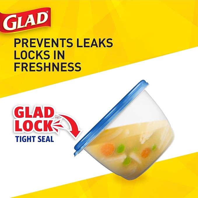 Glad GladWare MatchWare Large Variety Pack Food Storage Containers with Color Coded Lids,No BPA Reusable Plastic for Lunches and Leftovers, Microwave Dishwasher Safe, 20 Count - 40 Piece Set