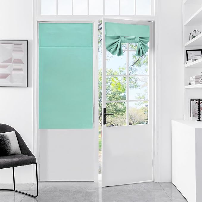 WdFour French Door Curtain - Blackout Thermal Insulated Door & Window Cover for Front/Side Doors - Noise Reducing & Energy Saving - Aqua, 30x40 Inches, 1 Panel