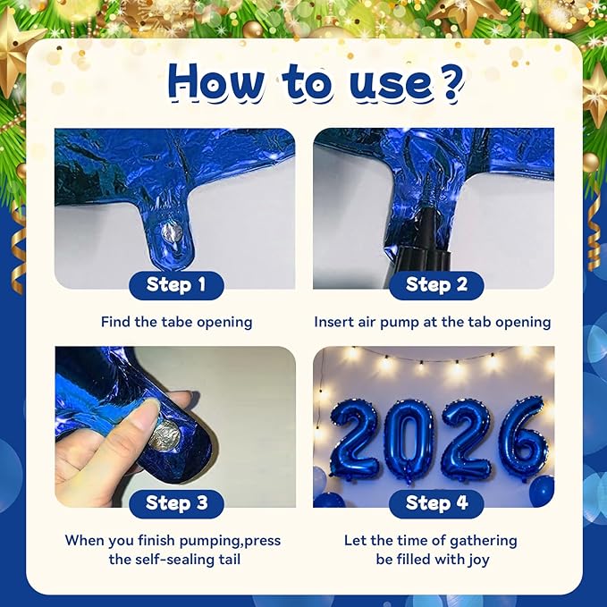 Royal Blue 2026 Balloons, Jumbo 40 Inch Foil 2026 Number Balloons, Grad Balloons for Class of 2026 Graduation Party, Royal Blue Matellic Foil New Year Birthday Home Office Party Supplies