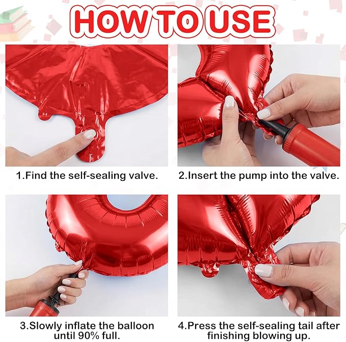 Prom 2026 Balloons Banner, 16 inch Red Letter Balloons Prom 2026 Sign Decoration with Black Red Star Balloon for Class of 2026 Congrats Grad Party Birthday Retirement Graduation Party Supplies